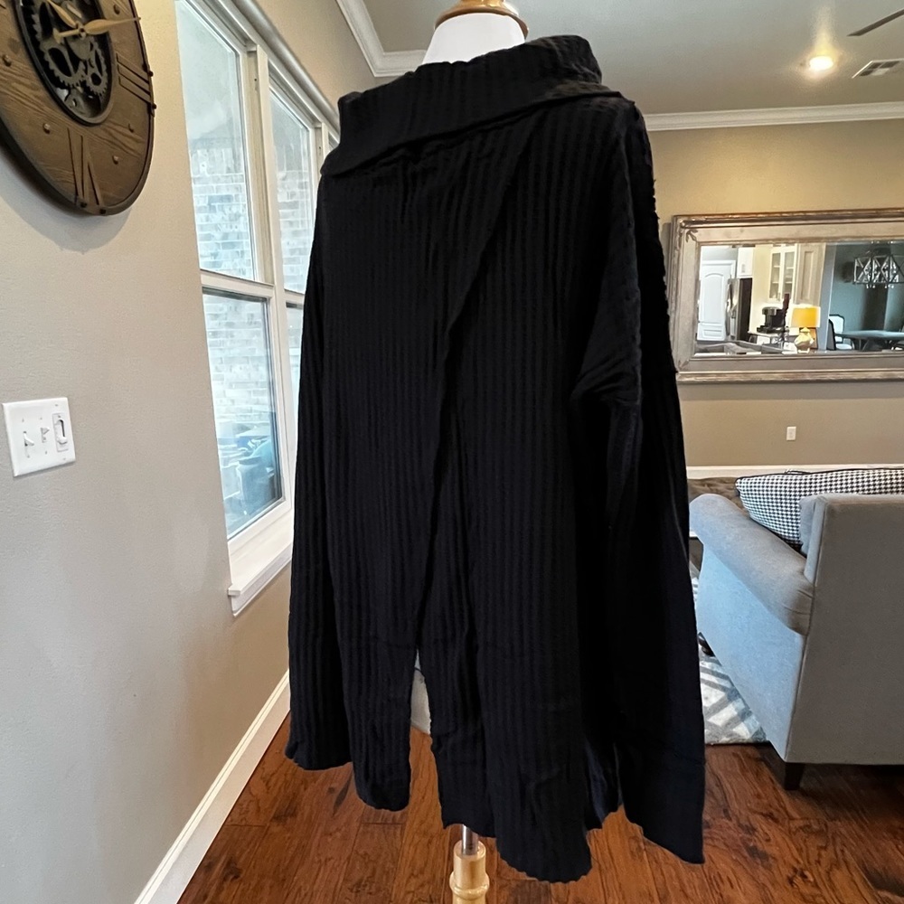 NWT Free People Juicy Sweater Medium or Large Black Cowl Neck Draped Tunic Top - Picture 7 of 15